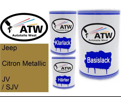 Jeep, Citron Metallic, JV / SJV: 500ml Lackdose + 500ml Klarlack + 250ml Härter - Set, von ATW Autoteile West.